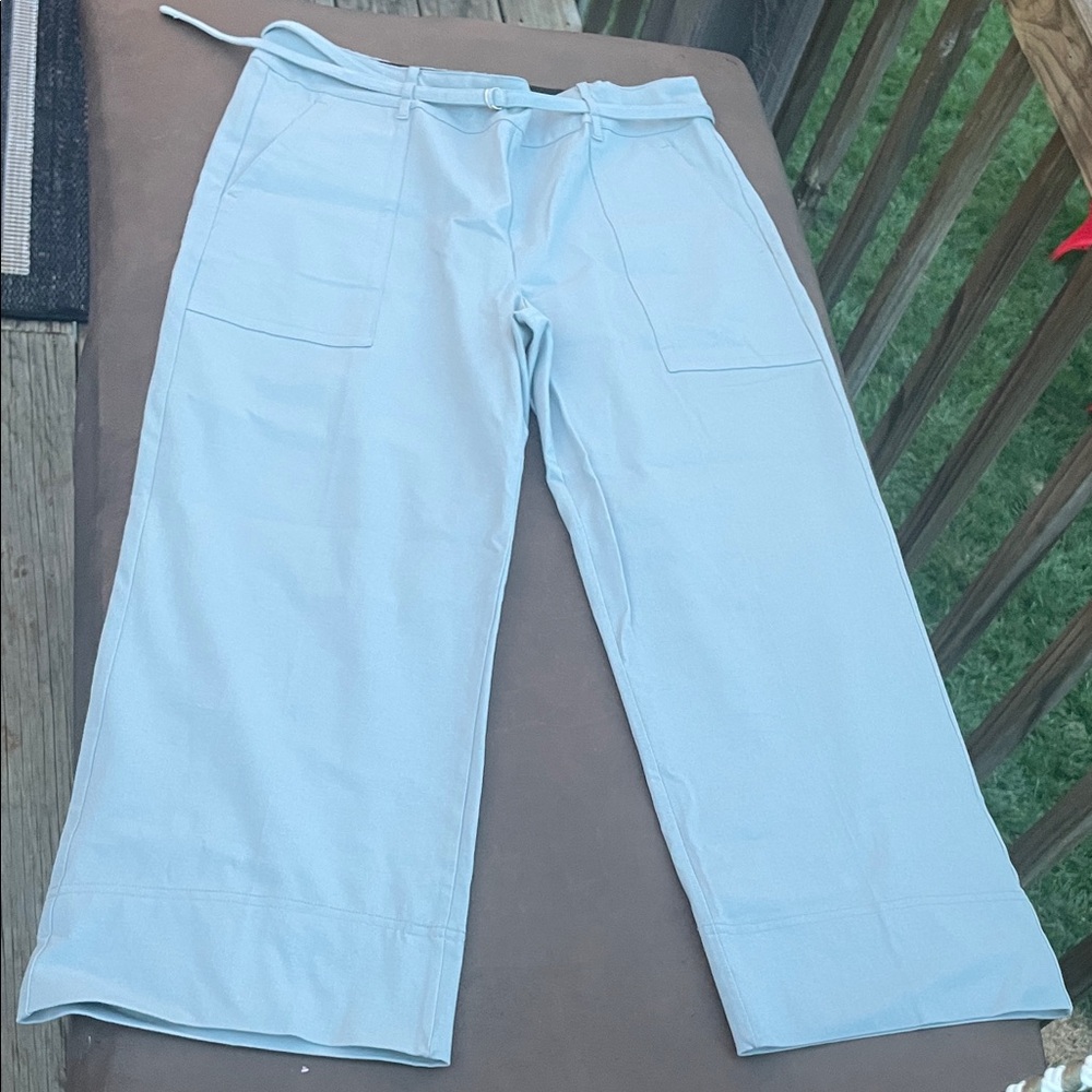 Lysse, large, crapped, gray wide legged dress pants with front pockets, like new